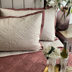 Sadyaska Quilted Blush and Beige Ripple Reversible 1 Pcs Bedspread