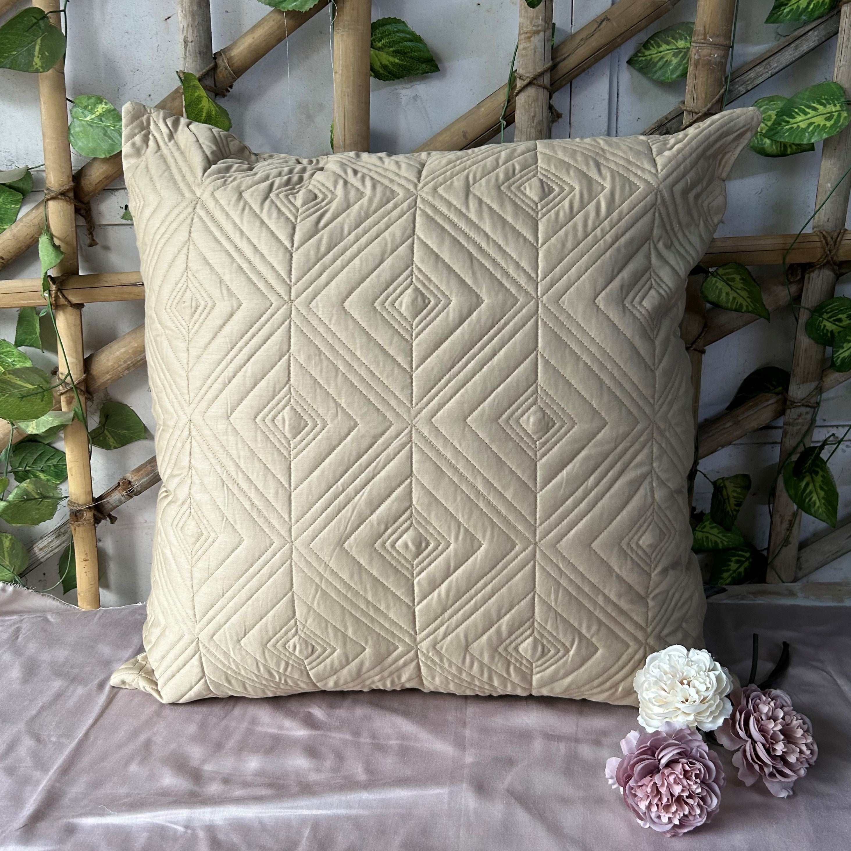 Sadyaska Ripple Sand Quilted Reversible Cotton Rich 1 Pcs Euro Sham