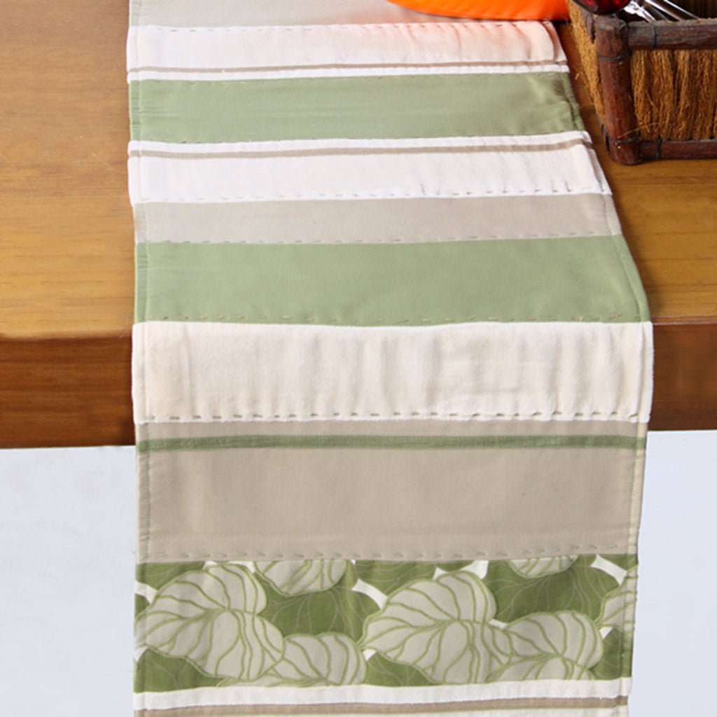 Maspar Palm Leaves 100% Cotton Print Flock Runner Green