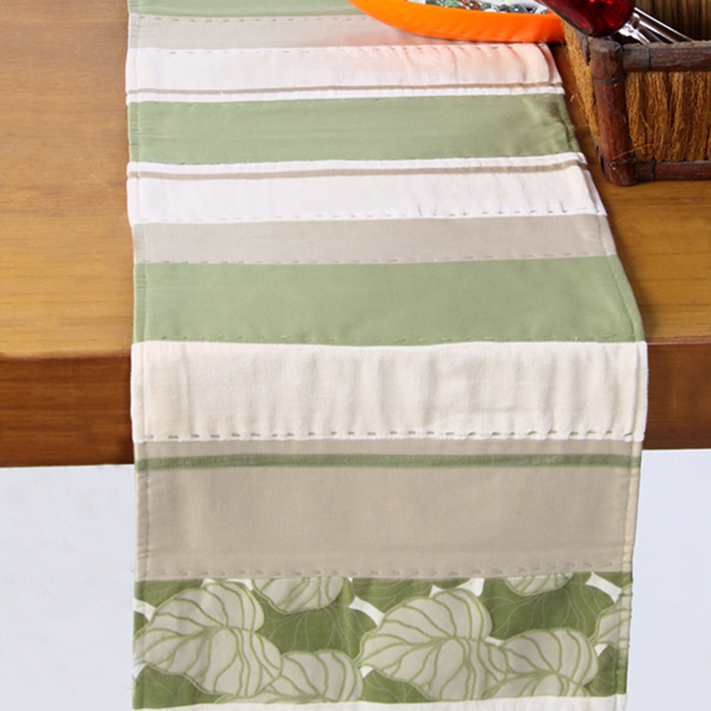 Maspar Palm Leaves 100% Cotton Print Flock Runner Green