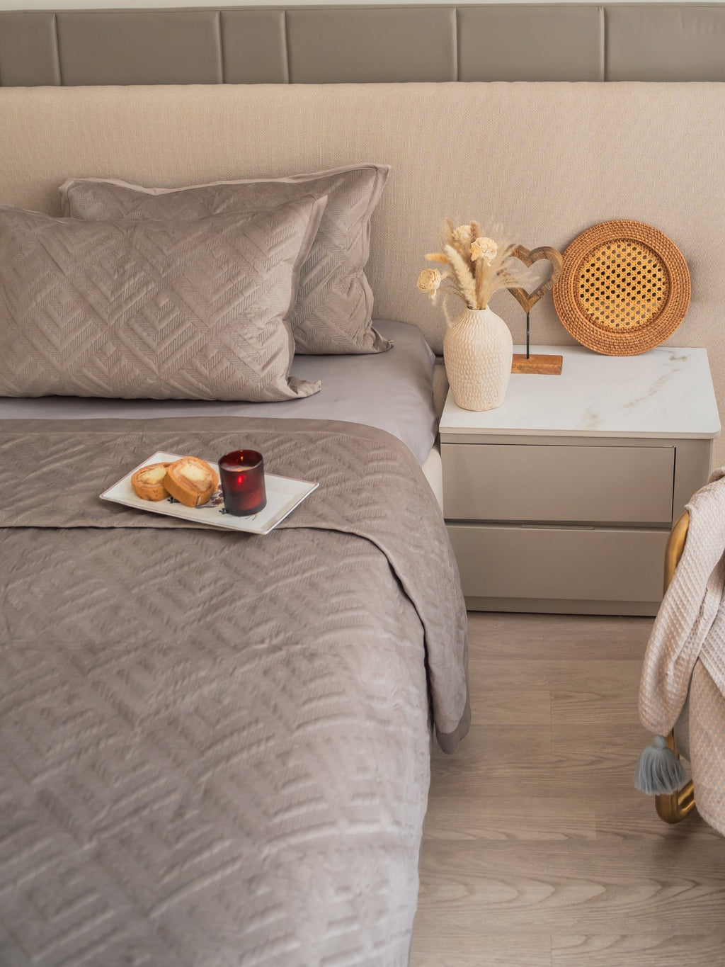 Sadyaska Seoul Silver Velvet Set 1 Pcs Bedspread