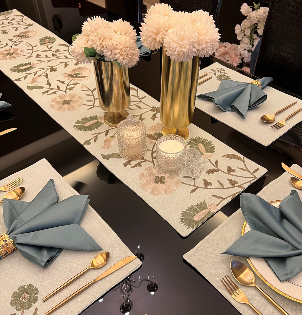 Sadyaska Floral Sage Green Table 1 Pcs Runner