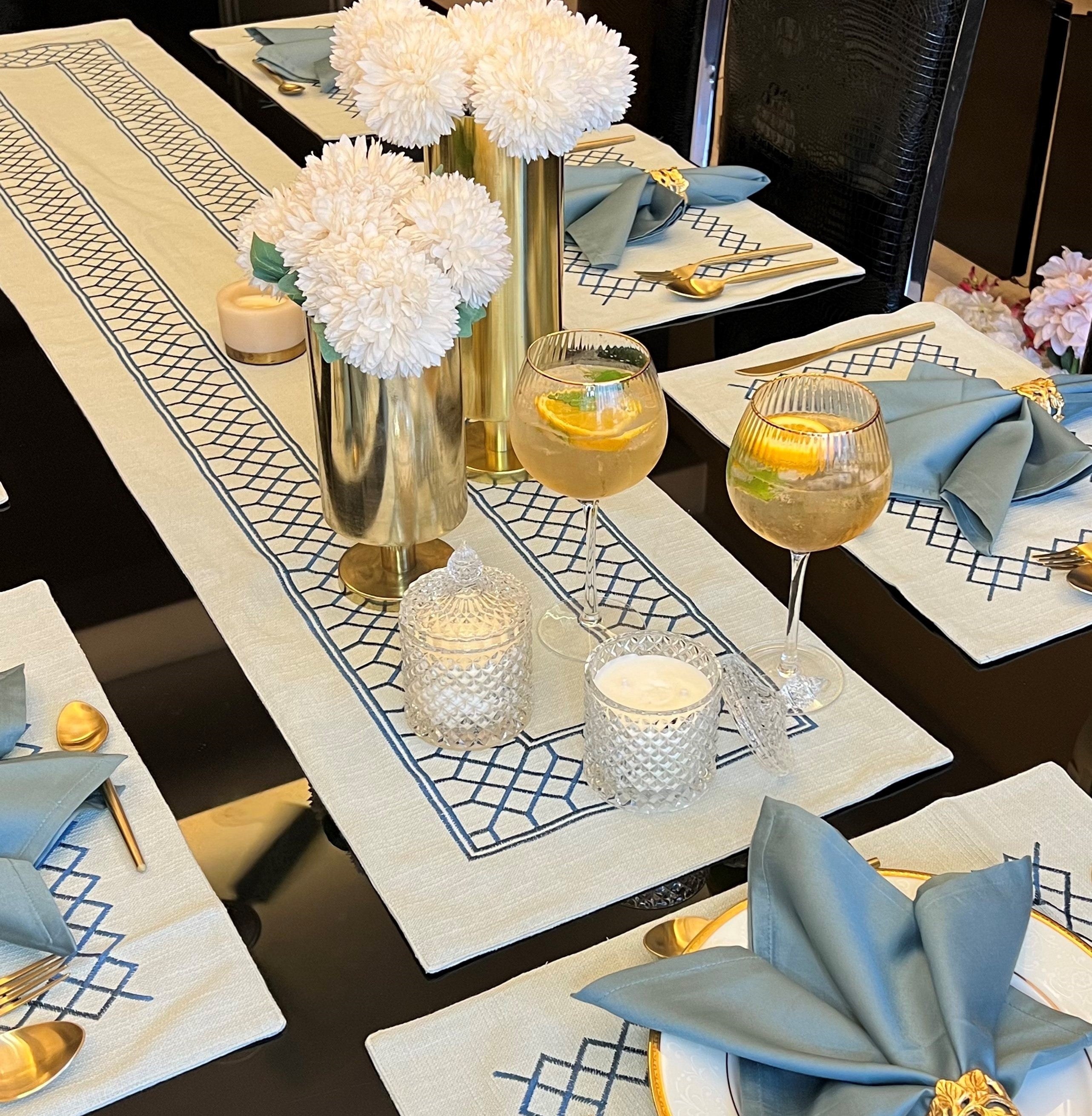 Sadyaska Zigzag Sage Green Table 1 Pcs Runner