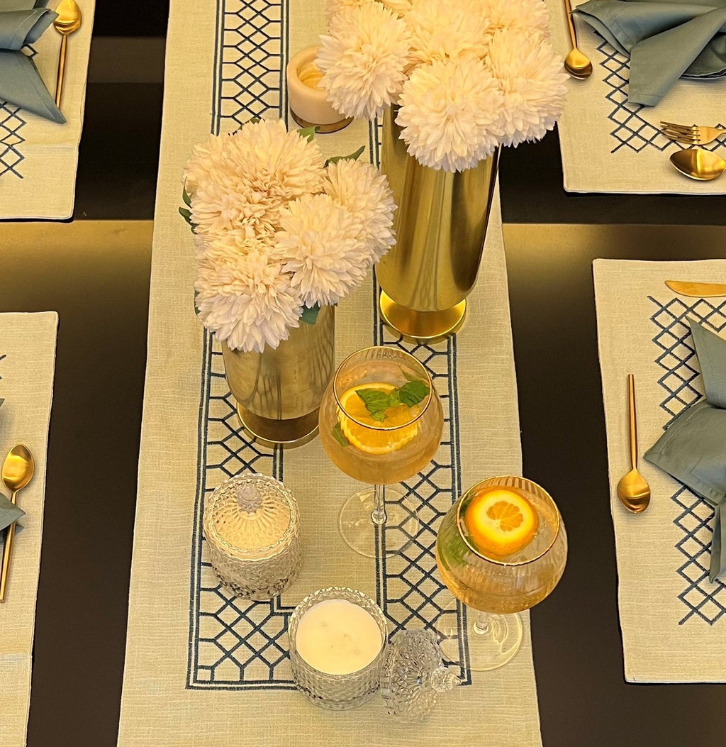 Sadyaska Zigzag Sage Green Table 1 Pcs Runner