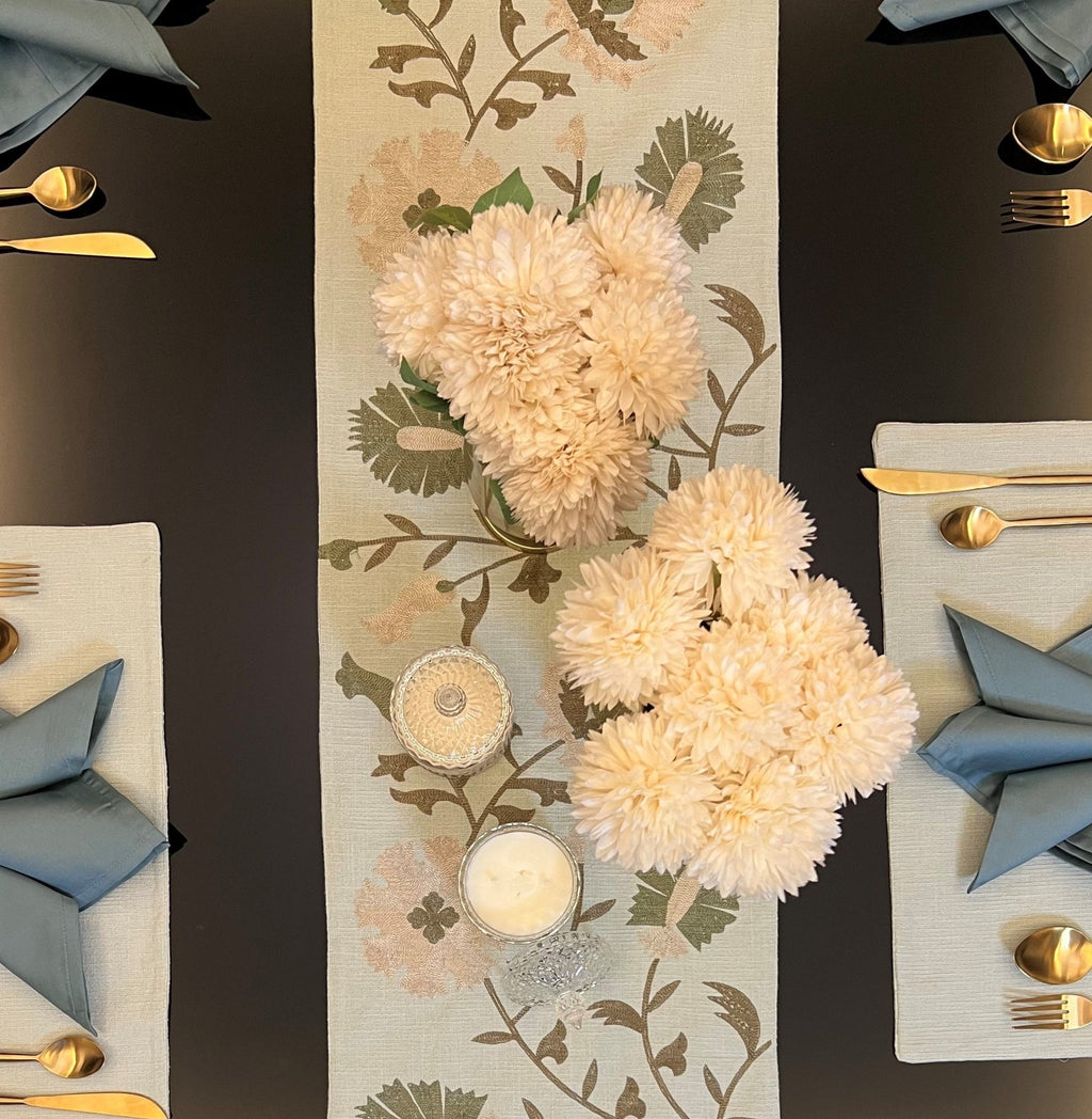 Sadyaska Floral Sage Green Table 1 Pcs Runner