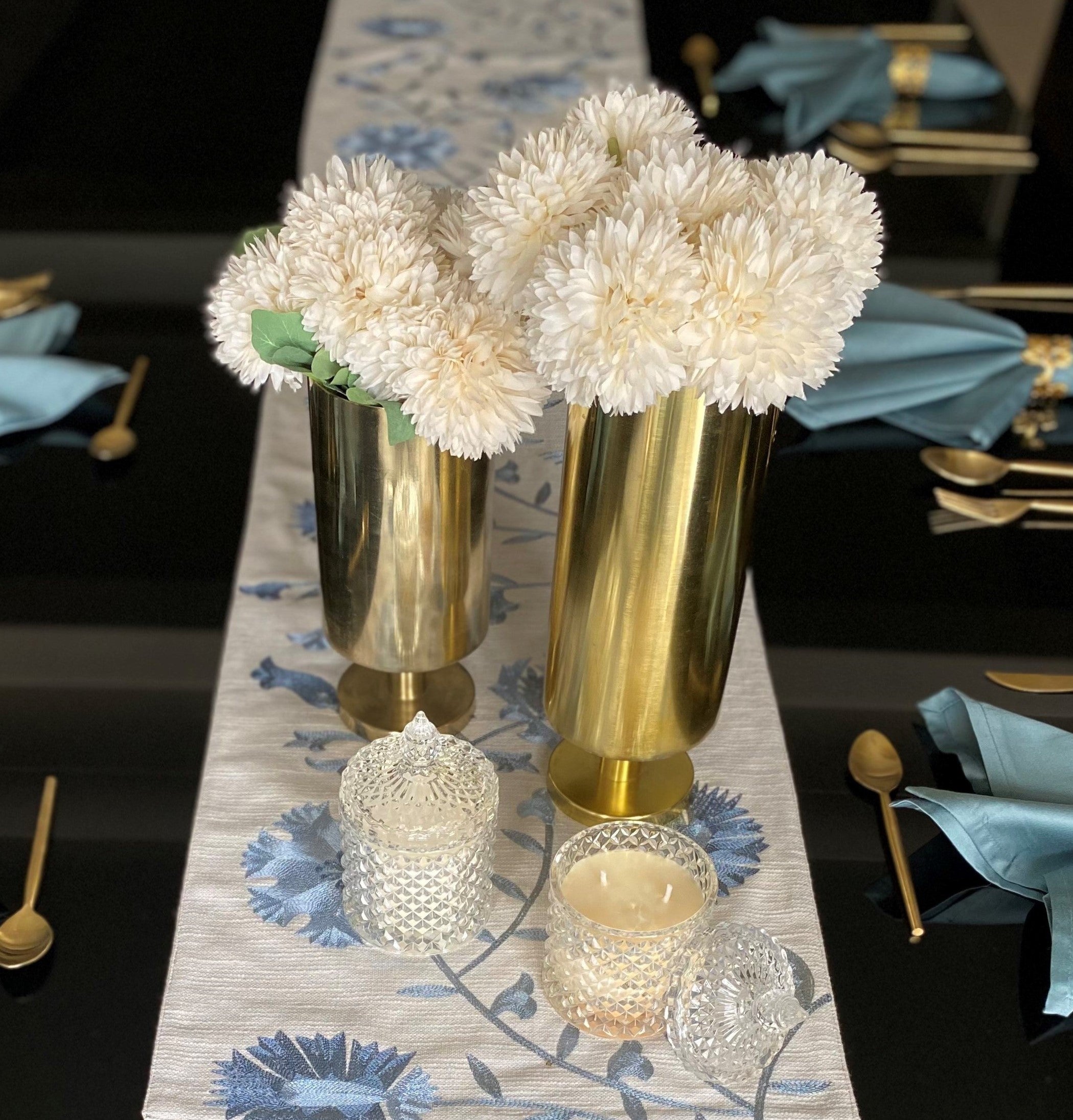 Sadyaska Floral Grey Table 1 Pcs Runner