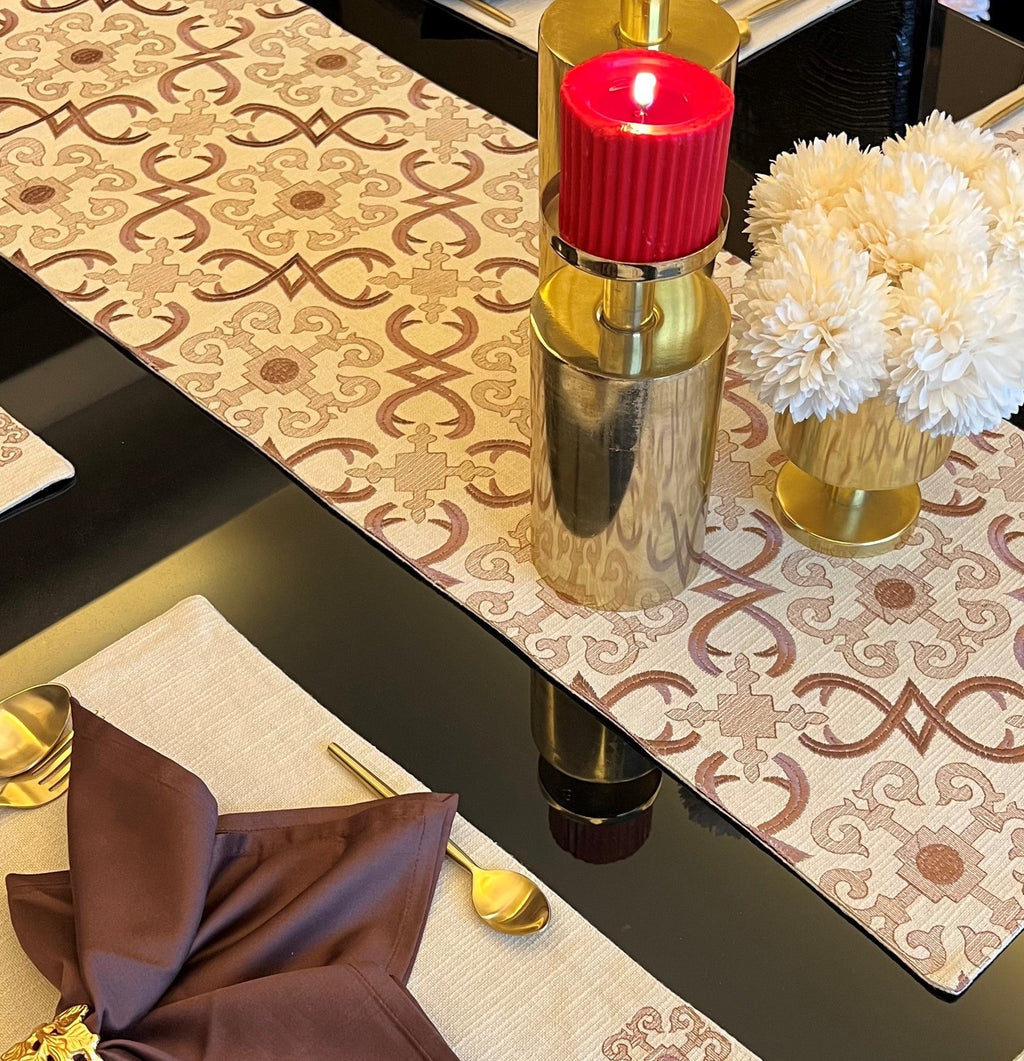 Sadyaska Geo Beige Table 1 Pcs Runner