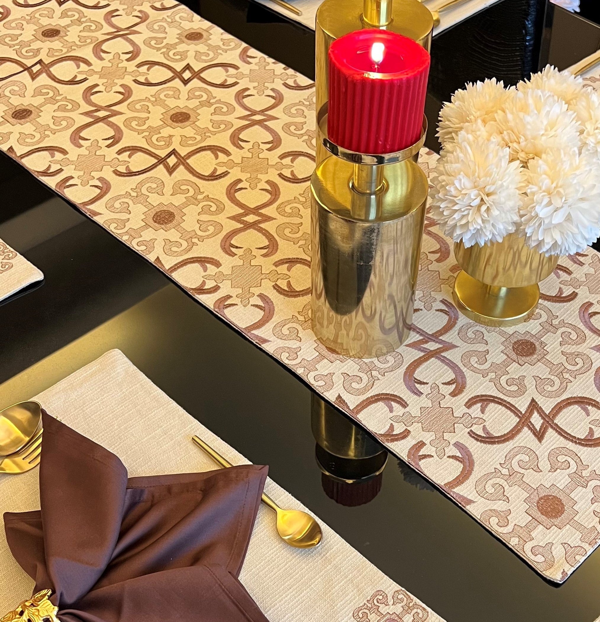 Sadyaska Geo Beige Table 1 Pcs Runner