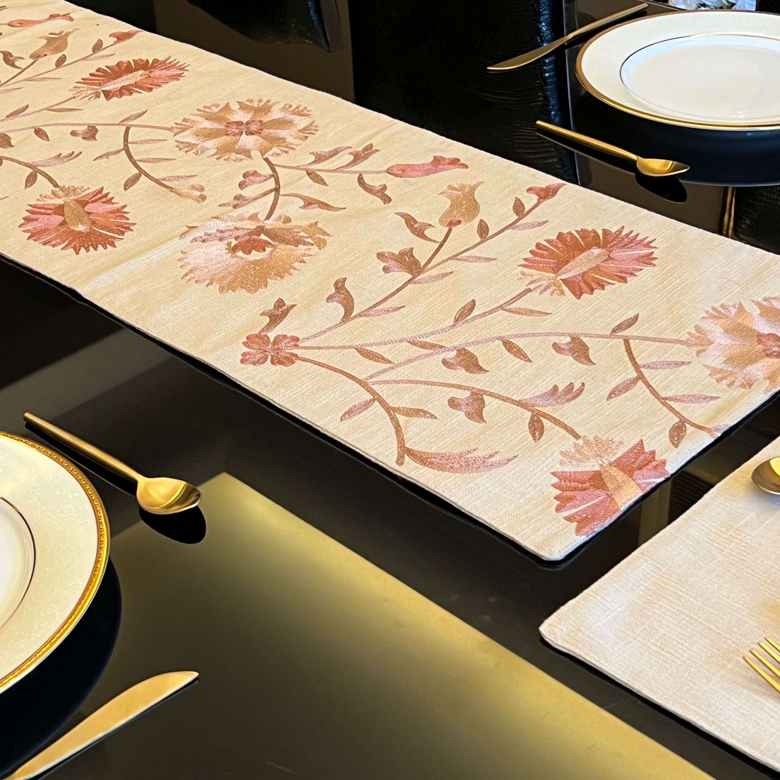 Sadyaska Floral Beige Table 1 Pcs Runner