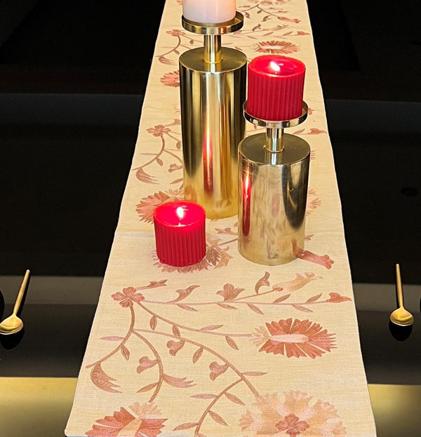 Sadyaska Floral Beige Table 1 Pcs Runner