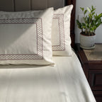 Sadyaska Checks Ivory Coffee Dreams 1 Pcs Bedsheet