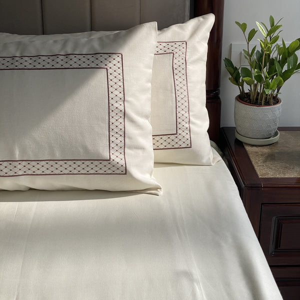 Sadyaska Checks Ivory Coffee Dreams 1 Pcs Bedsheet
