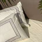 Sadyaska Checks Ivory Mauve Dreams 1 Pcs Bedsheet