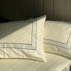 Sadyaska Checks Ivory Navy Dreams 1 Pcs Bedsheet