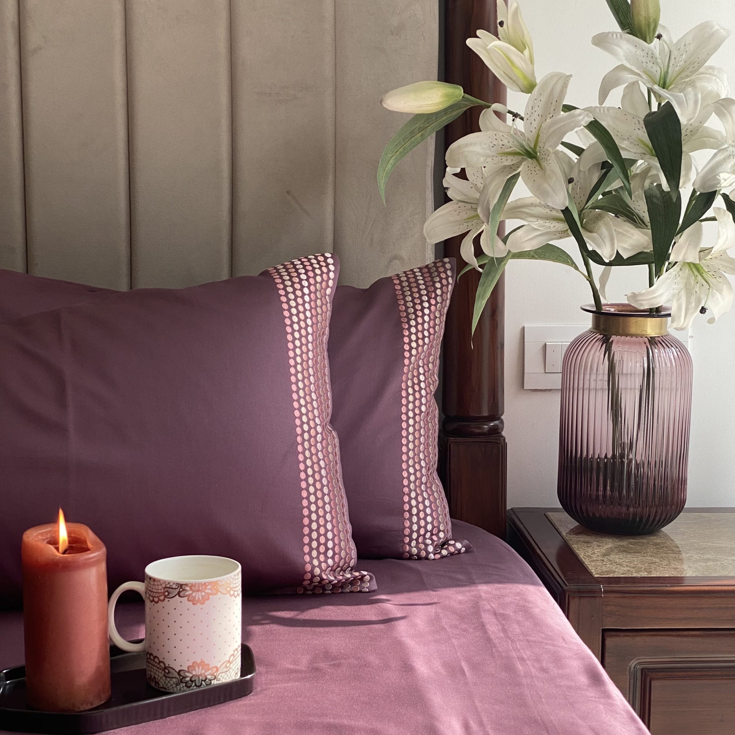 Sadyaska Dots Mauve Dreams 1 Pcs Bedsheet