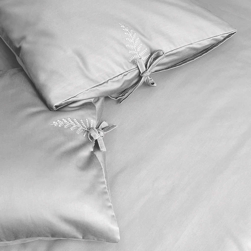 Sadyaska 1000TC Fern Silver Egyptian Cotton 1 Pcs Bedsheet