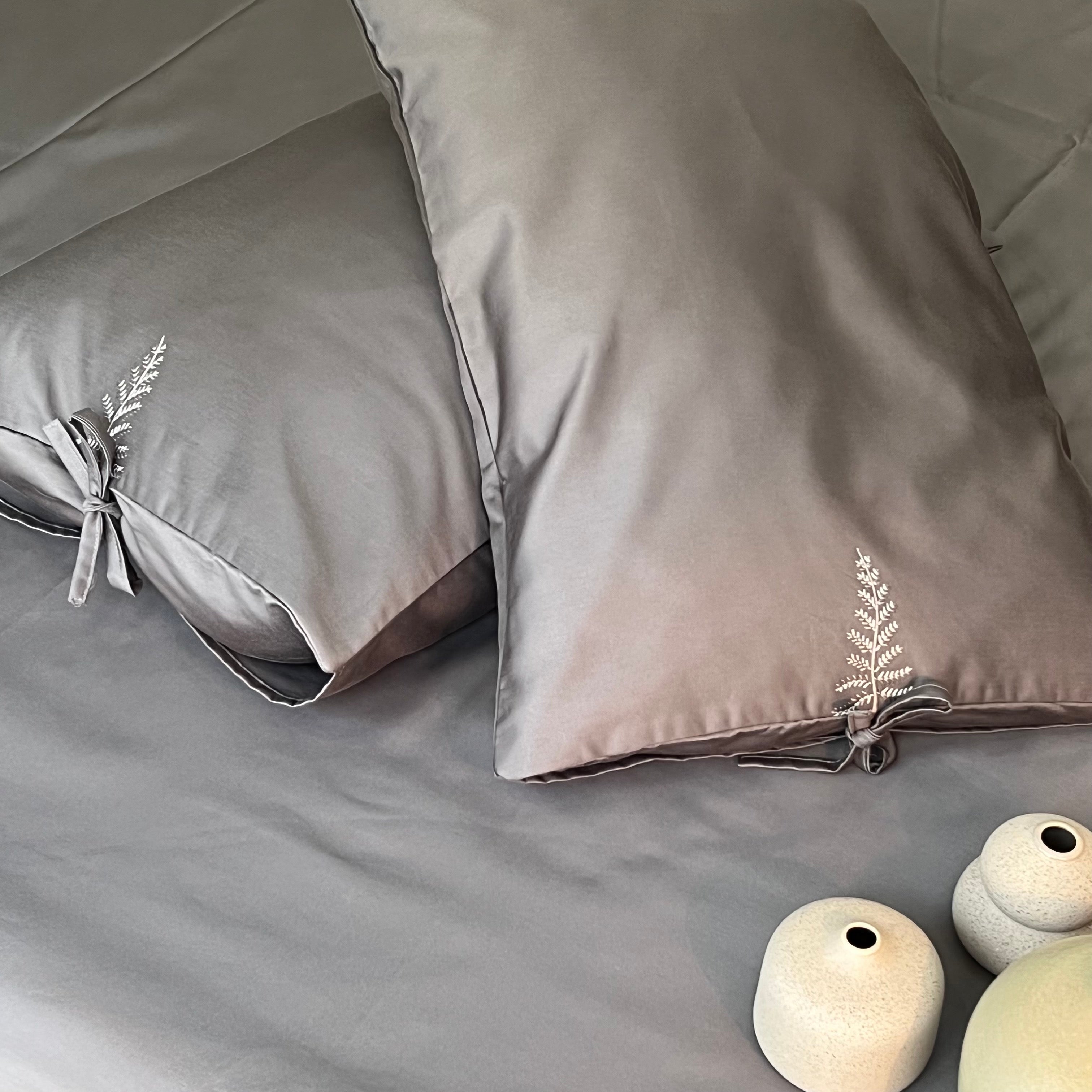 Sadyaska 1000TC Fern Titanium Grey Egyptian Cotton 1 Pcs Bedsheet