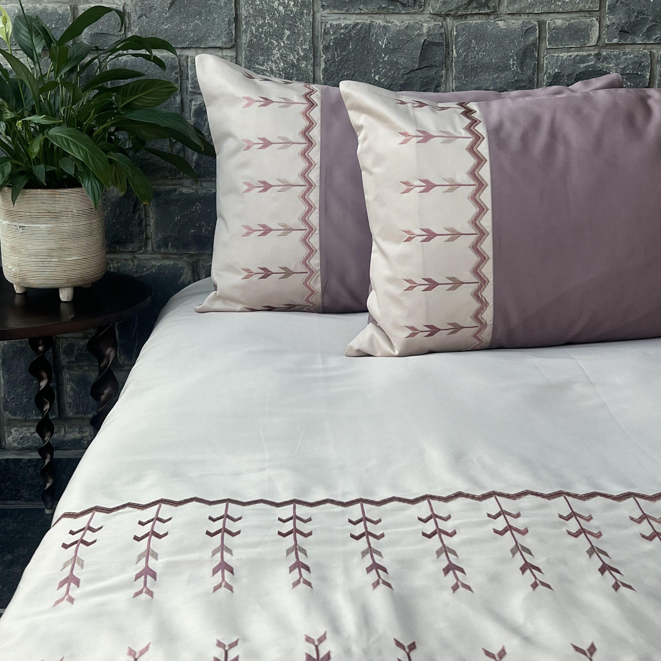 Sadyaska Aero Buff and Old Rose Embroidered Set 1 Pcs Bedsheet