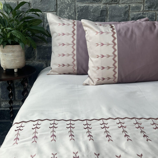 Sadyaska Aero Buff and Old Rose Embroidered Set 1 Pcs Bedsheet