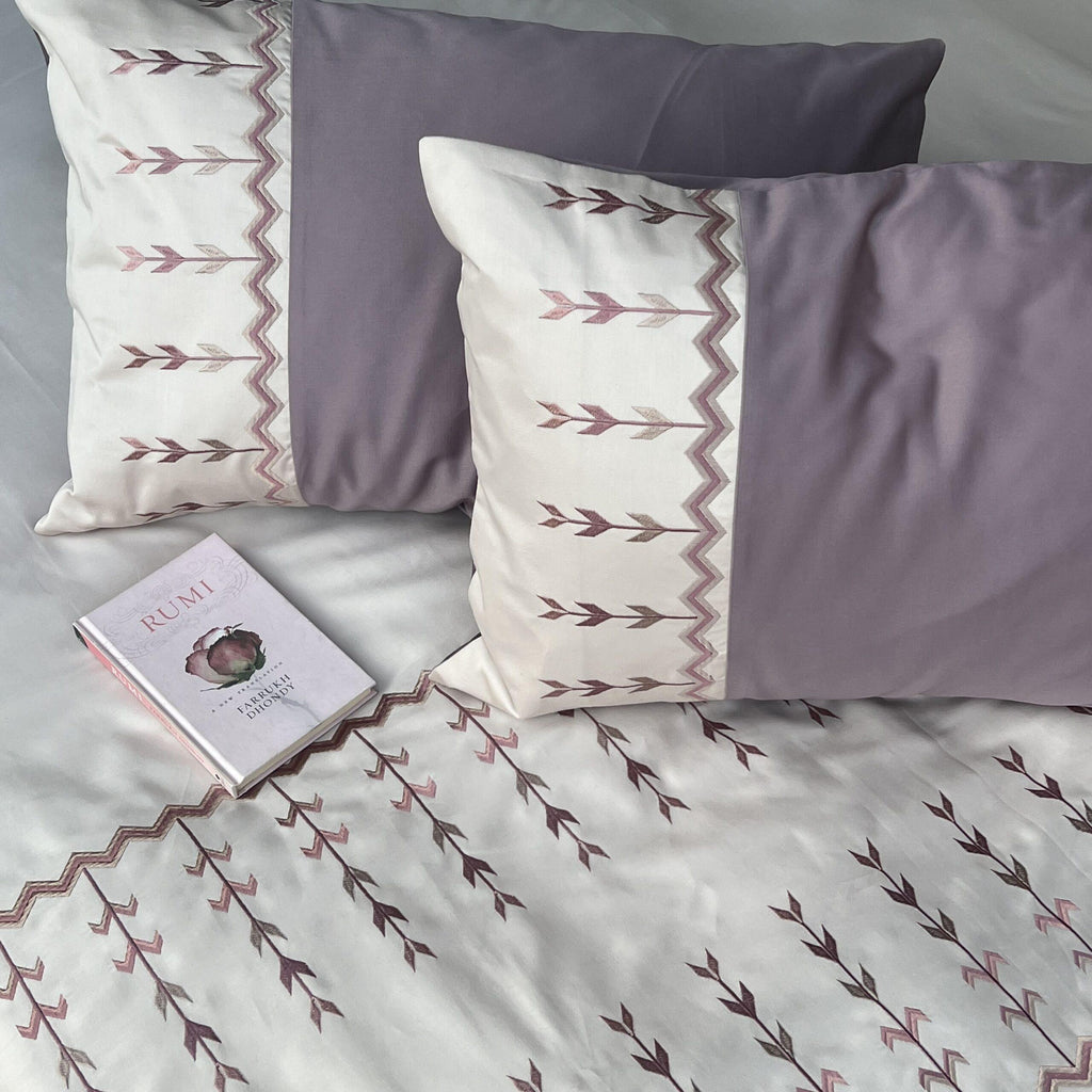 Sadyaska Aero Buff and Old Rose Embroidered Set 1 Pcs Bedsheet