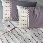 Sadyaska Aero Buff and Old Rose Cotton Embroidered s (Set of 02) 1 Pcs Pillow Cover