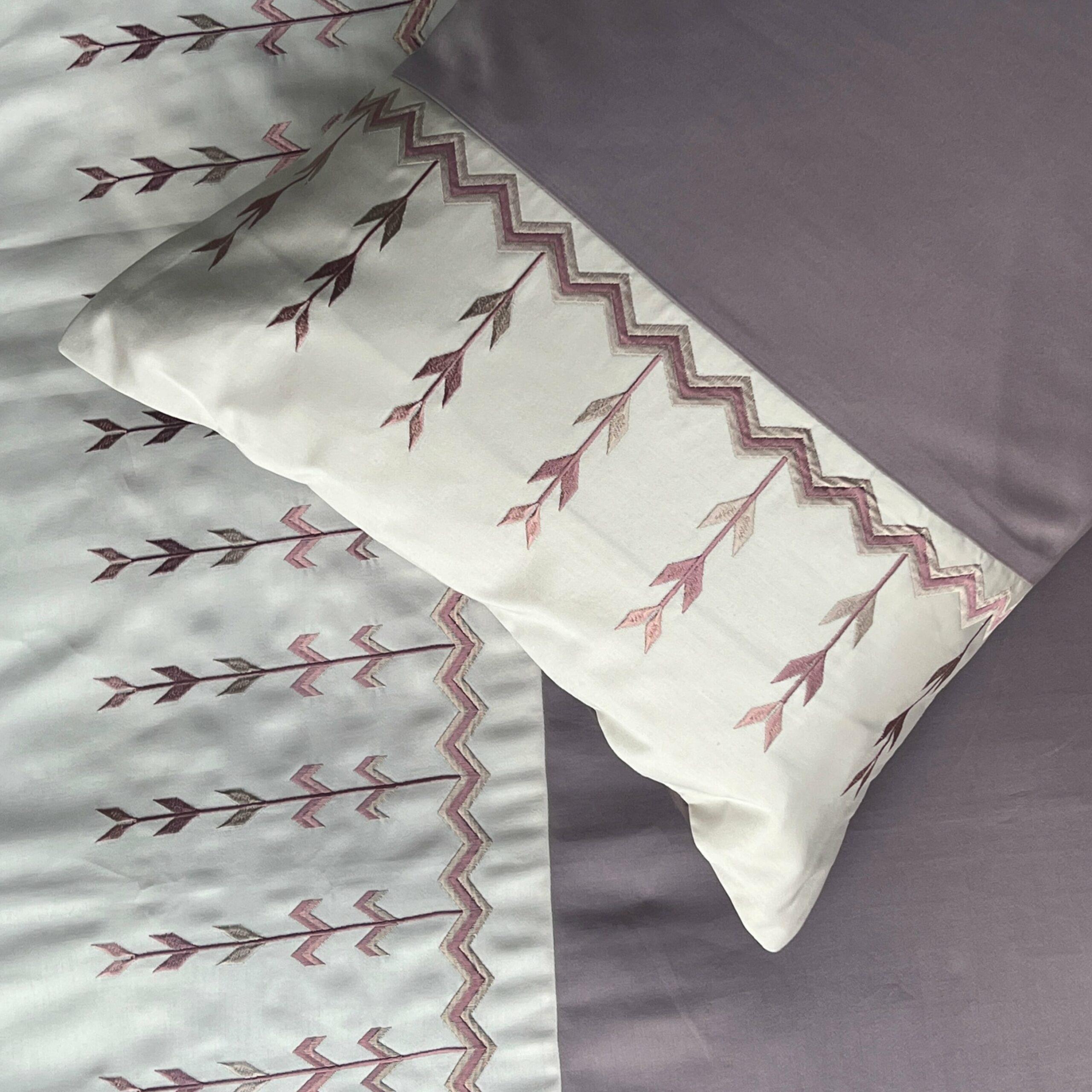 Sadyaska Aero Buff and Old Rose Embroidered Set 1 Pcs Bedsheet