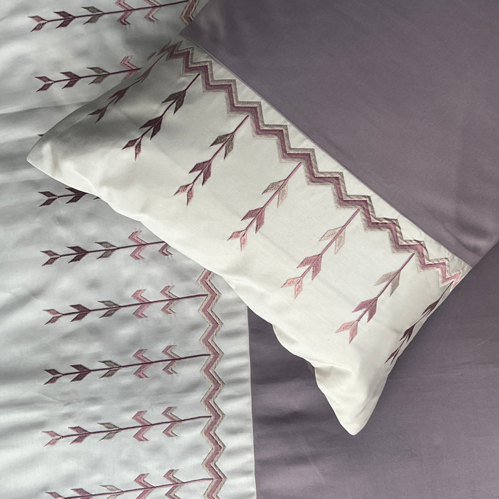 Sadyaska Aero Buff and Old Rose Cotton Embroidered s (Set of 02) 1 Pcs Pillow Cover