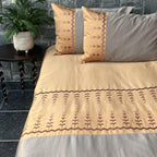 Sadyaska Aero Honey Mustard and Mocha Embroidered Set 1 Pcs Bedsheet