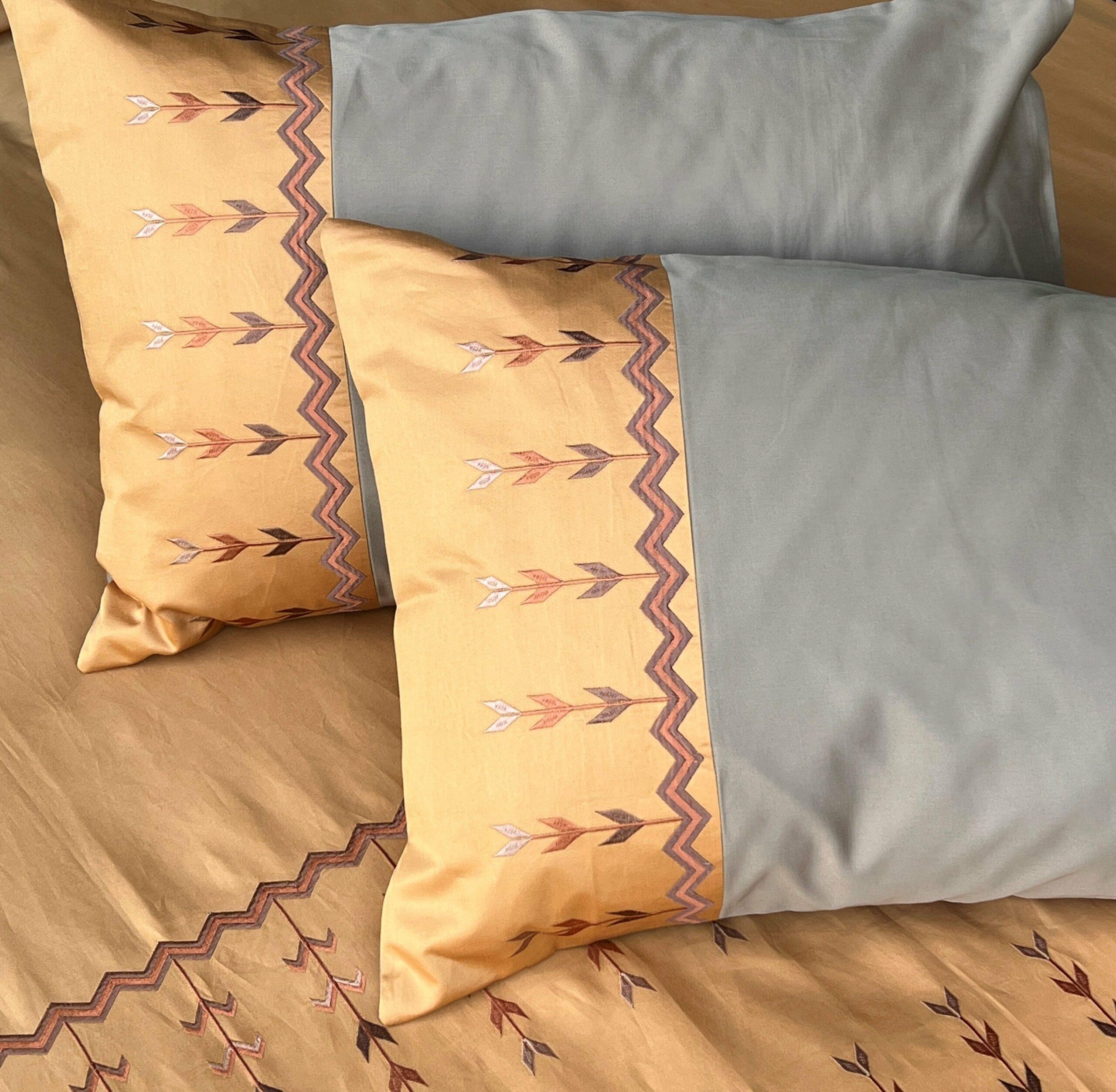 Sadyaska Aero Honey Mustard and Mocha Embroidered Set 1 Pcs Bedsheet