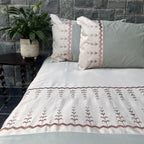 Sadyaska Aero Oats Beige and Sage Green Embroidered Set 1 Pcs Bedsheet