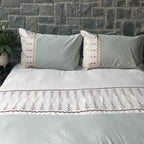 Sadyaska Aero Oats Beige and Sage Green Embroidered Set 1 Pcs Bedsheet