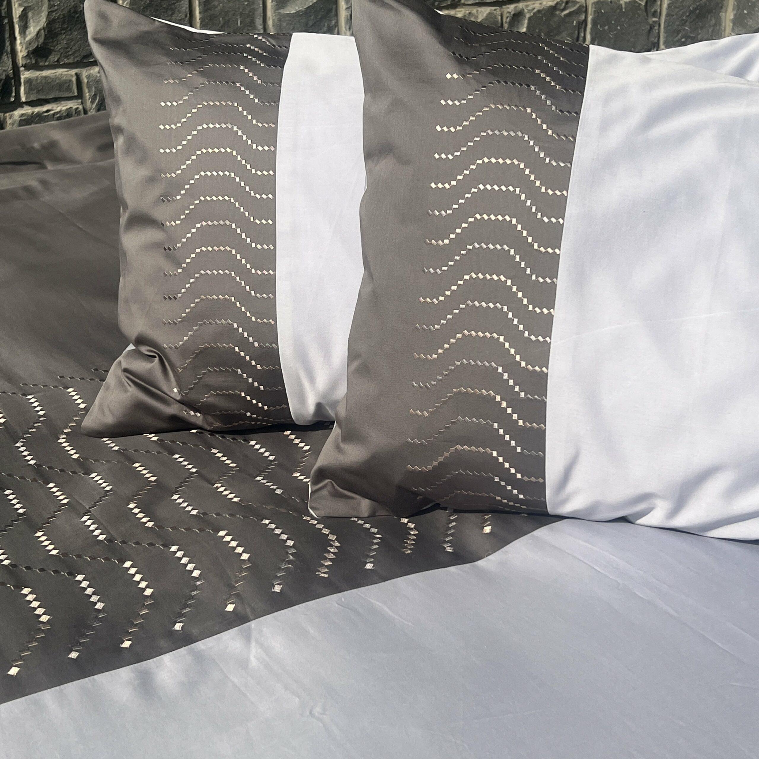 Sadyaska Elvis Elephant Grey and Smoke Blue Embroidered Set 1 Pcs Bedsheet