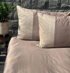 Sadyaska Elvis Mocha and Beige Cotton Embroidered s (Set of 02) 1 Pcs Pillow Cover