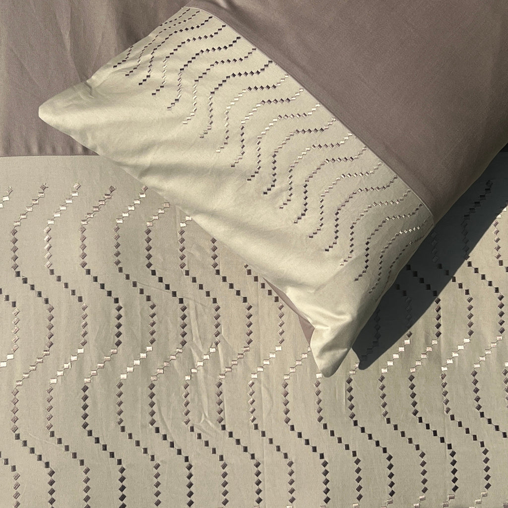 Sadyaska Elvis Mocha and Beige Cotton Embroidered s (Set of 02) 1 Pcs Pillow Cover