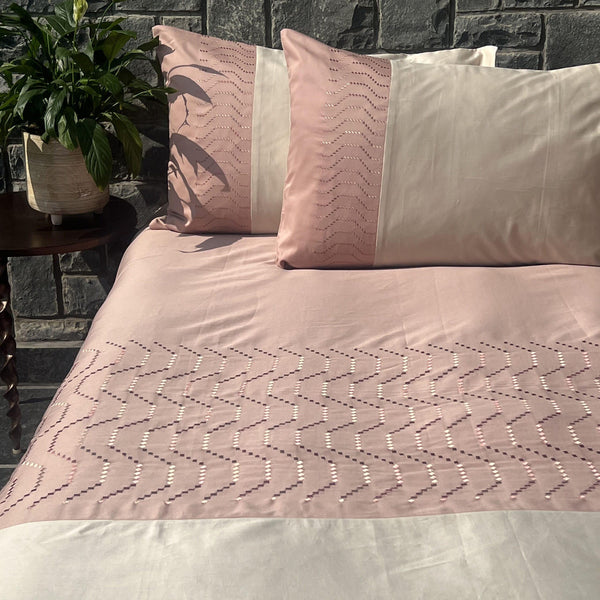 Sadyaska Elvis Rose and Oats Beige Embroidered Set 1 Pcs Bedsheet