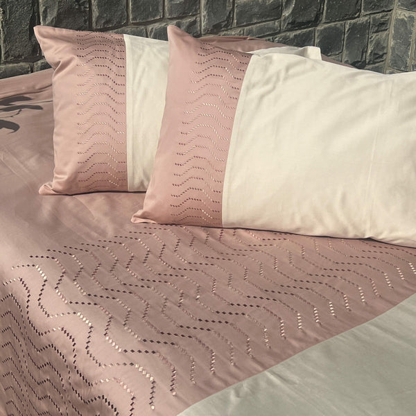 Sadyaska Elvis Rose and Oats Beige Embroidered Set 1 Pcs Bedsheet