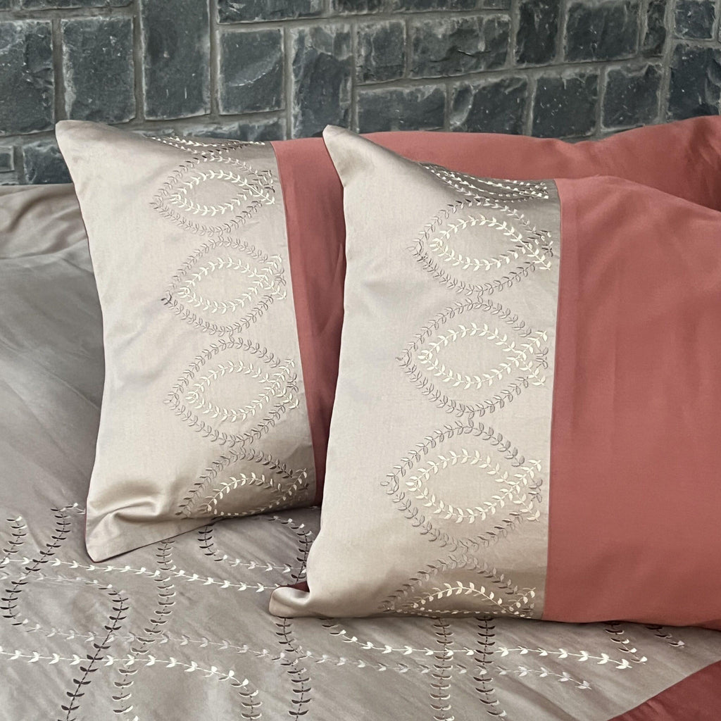 Sadyaska Exon Sand and Terracotta Embroidered Set 1 Pcs Bedsheet