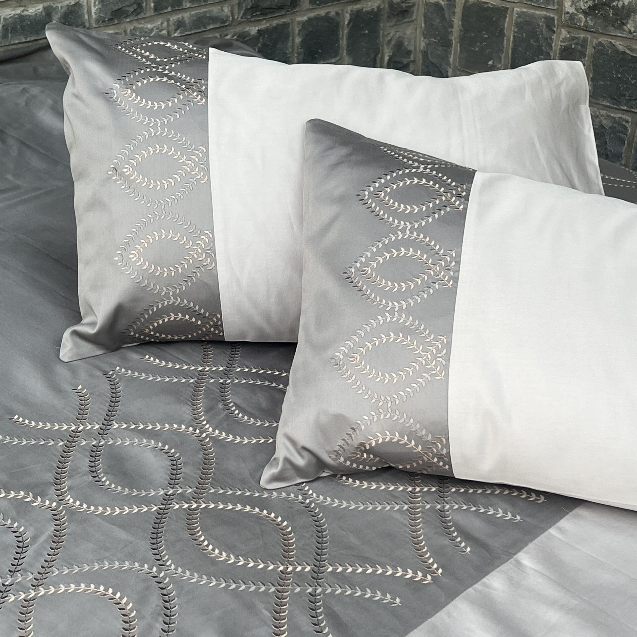 Sadyaska Exon Slate and Pearl Grey Embroidered Set 1 Pcs Bedsheet