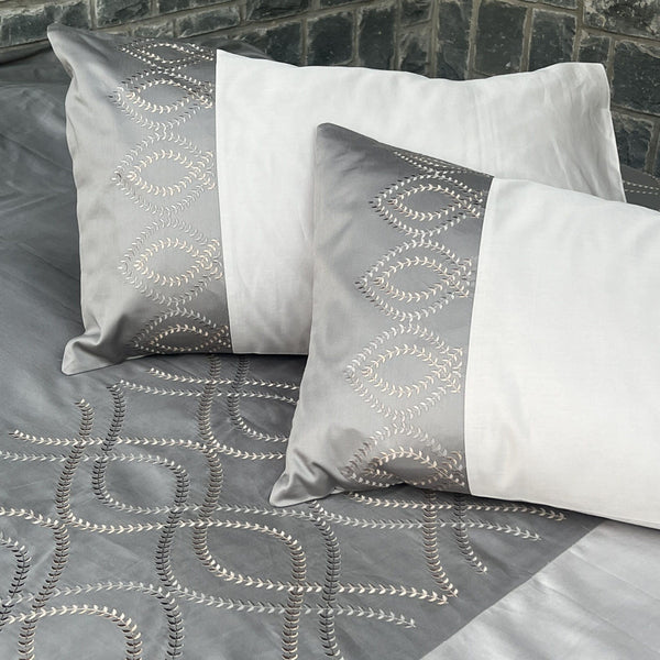 Sadyaska Exon Slate and Pearl Grey Embroidered Set 1 Pcs Bedsheet