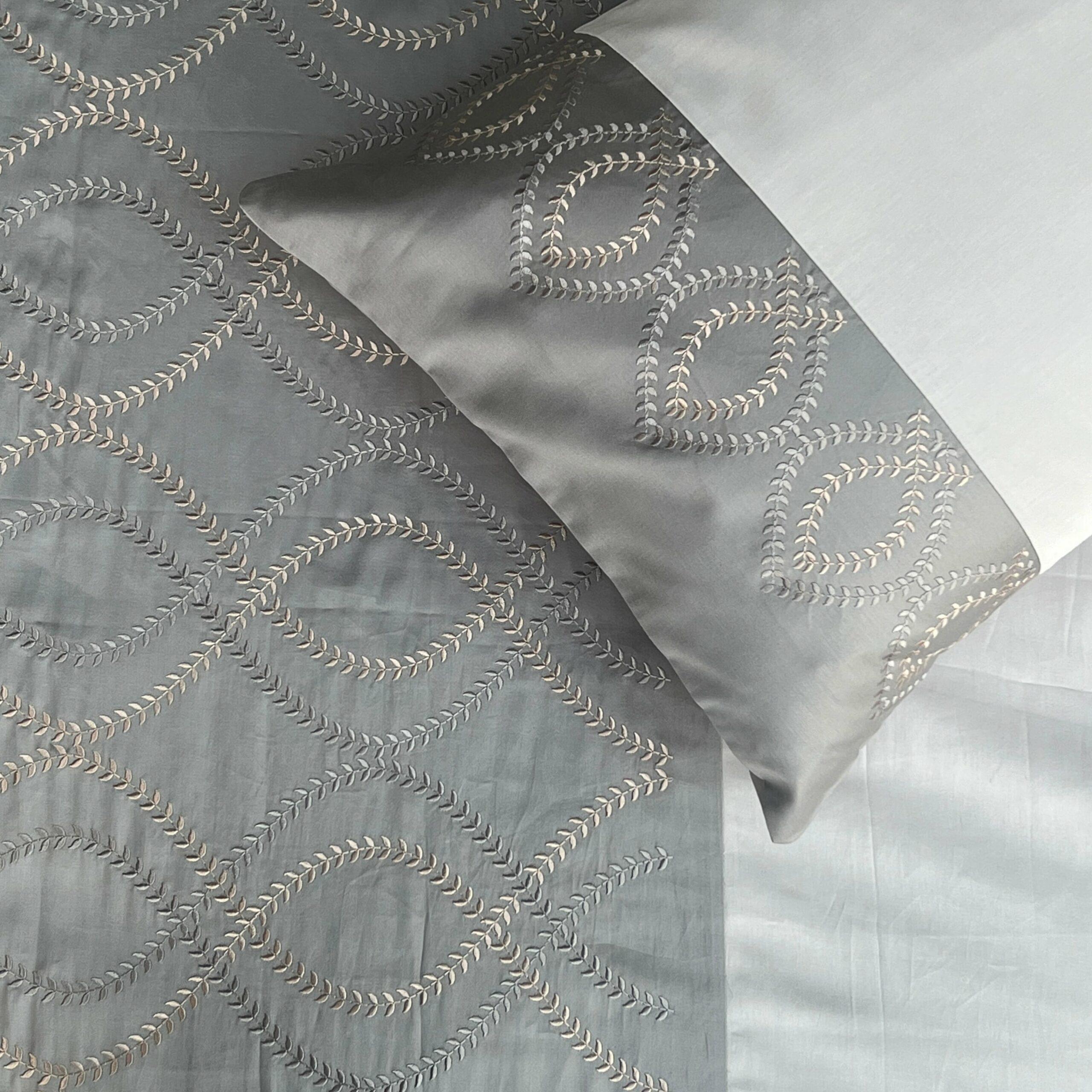 Sadyaska Exon Slate and Pearl Grey Embroidered Set 1 Pcs Bedsheet