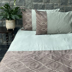 Sadyaska Exon Sage Green and Taupe Embroidered Set 1 Pcs Bedsheet