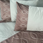 Sadyaska Exon Sage Green and Taupe Cotton Embroidered s (Set of 02) 1 Pcs Pillow Cover