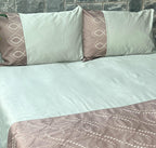 Sadyaska Exon Sage Green and Taupe Embroidered Set 1 Pcs Bedsheet