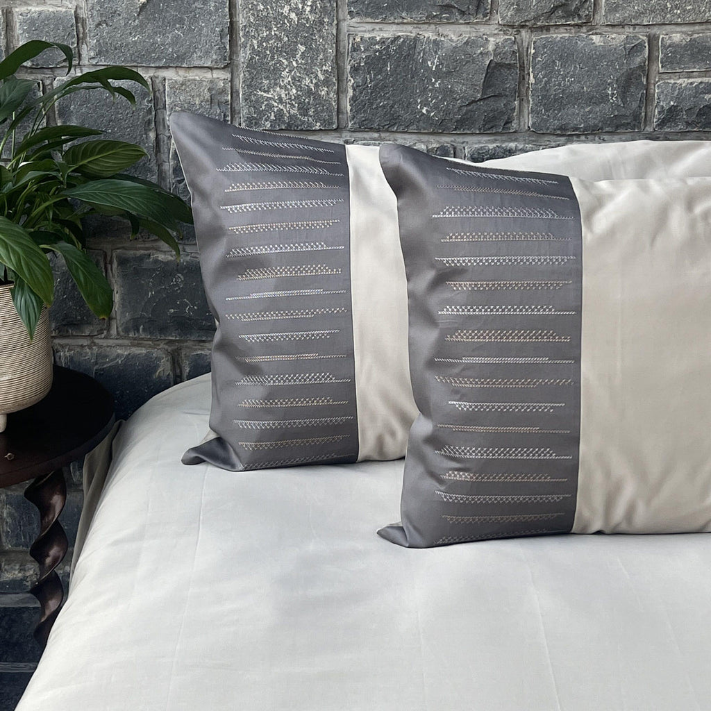 Sadyaska Speckle Beige and Elephant Grey Embroidered Set 1 Pcs Bedsheet