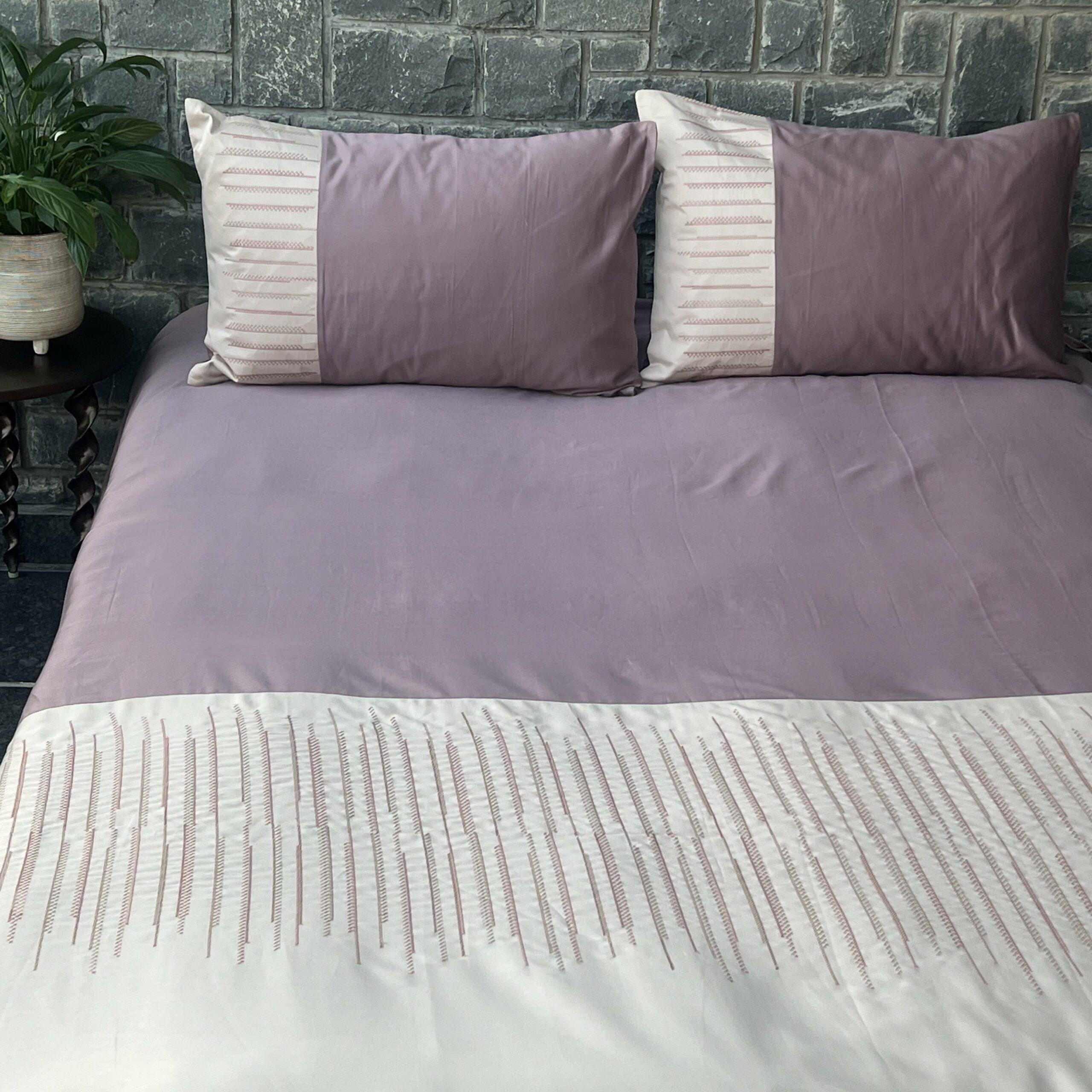 Sadyaska Speckle Old Rose and Buff Embroidered Set 1 Pcs Bedsheet