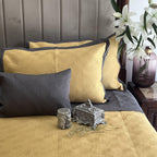 Sadyaska Buttercup Yellow and Dark Grey Diaco Cotton Reversible 1 Pcs Bedspread