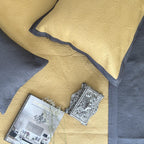 Sadyaska Buttercup Yellow and Dark Grey Diaco Cotton Reversible 1 Pcs Bedspread