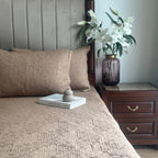 Sadyaska Hazel Beige Gallant Cotton Reversible 1 Pcs Bedspread