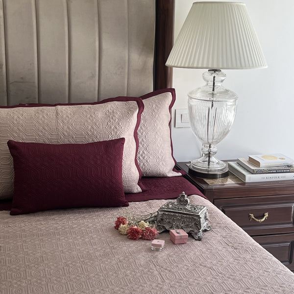 Sadyaska Maroon and Buff Imperial Cotton Reversible 1 Pcs Bedspread