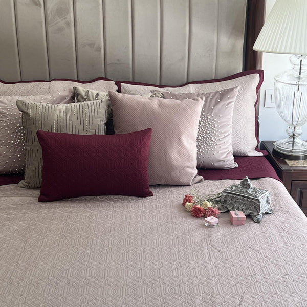 Sadyaska Buff and Maroon Imperial Cotton Reversible 1 Pcs Bedspread